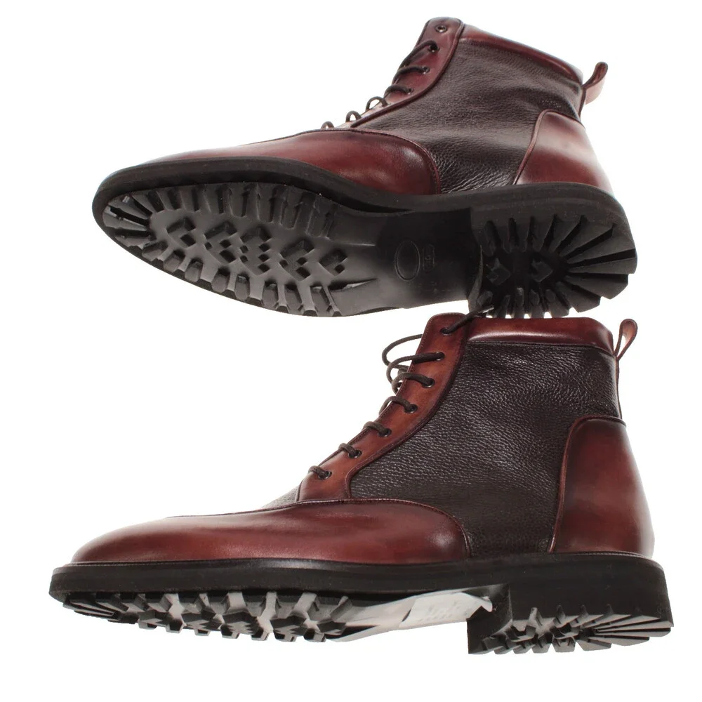 Pastori NWD Macrinus Lace Up Boots Size 9 US in Brown Leather Made in Italy